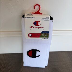 Champion White and Black Over the Calf Socks